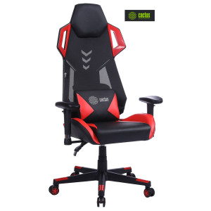 Кресло игровое Cactus CS-CHR-090BLR черный/красный эко-кожа/сетка крестов. нейлон Кресло игровое Cactus CS-CHR-090BLR черный/красный эко-кожа/сетка крестов. нейлон